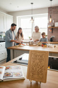 humorous bamboo chopping board with scared carrots