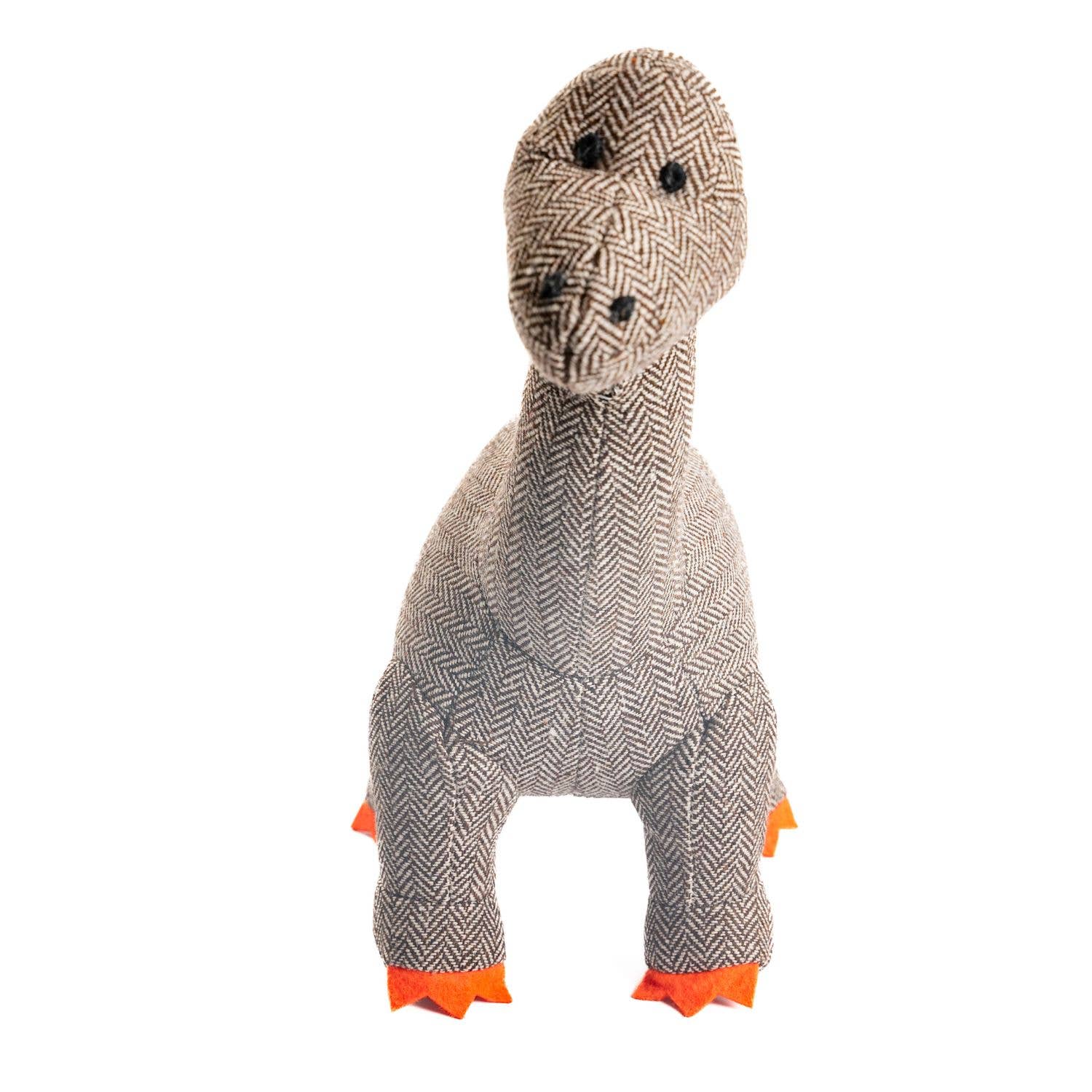 Tweed Diplodocus Dinosaur Teddy in Brown and Orange
