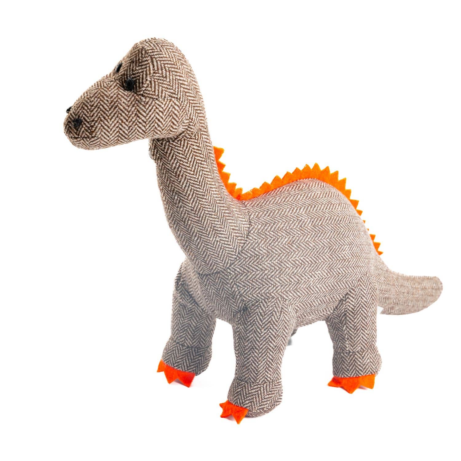 Tweed Diplodocus Dinosaur Teddy in Brown and Orange