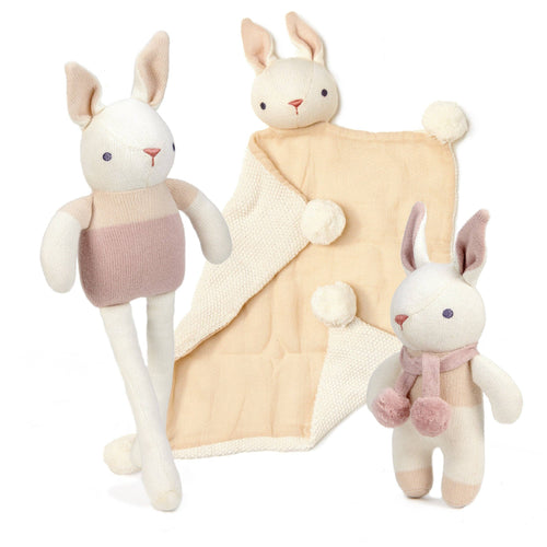Baby Threads Cream Bunny - Organic Toys x3 + Gift Box