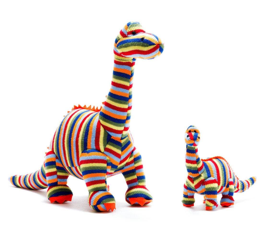 Knitted Stripe Diplodocus Dinosaur Soft Toy Teddy