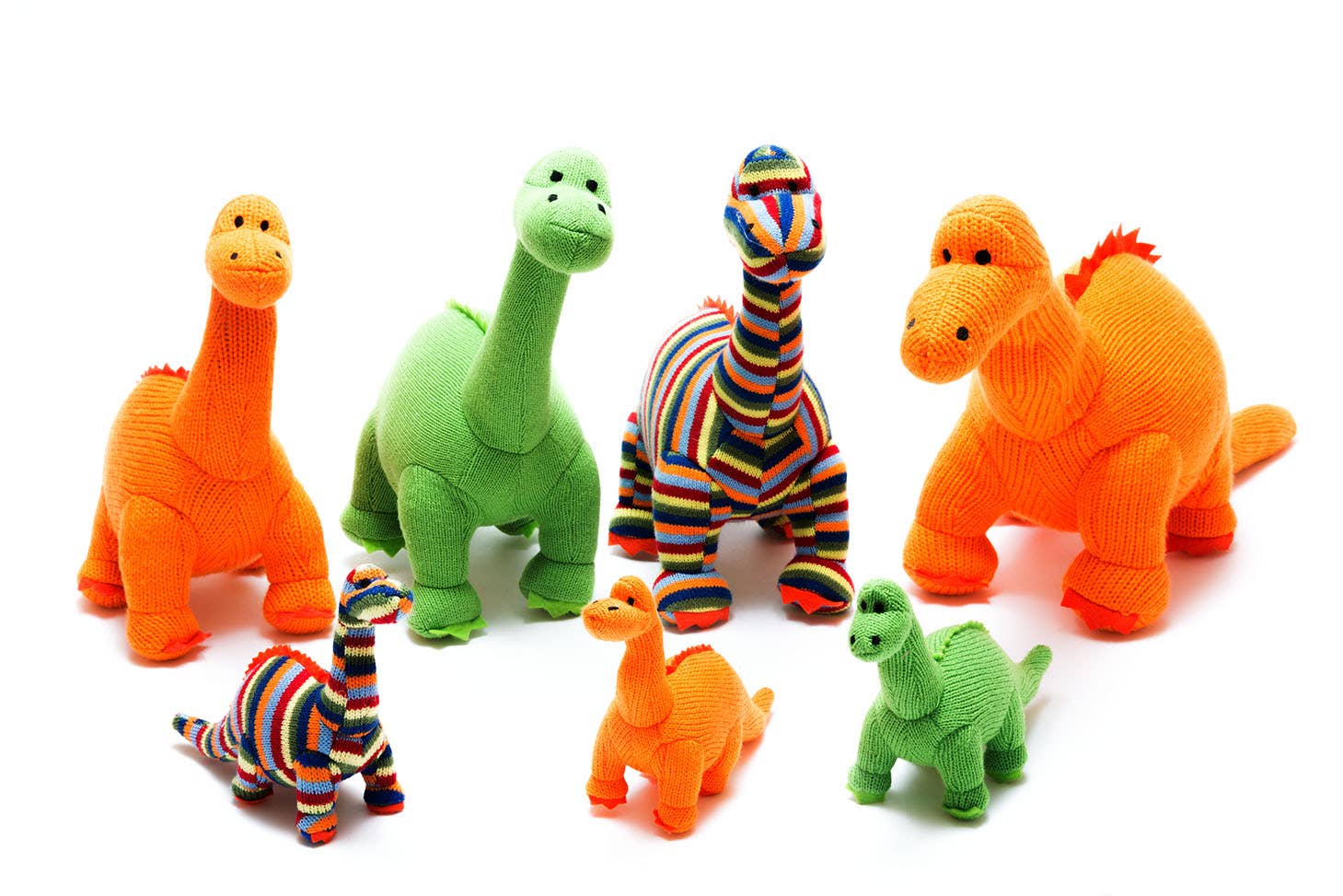 Knitted Stripe Diplodocus Dinosaur Soft Toy Teddy