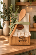 Bamboo monogrammed chopping board and 100% cotton personalised towel gift set