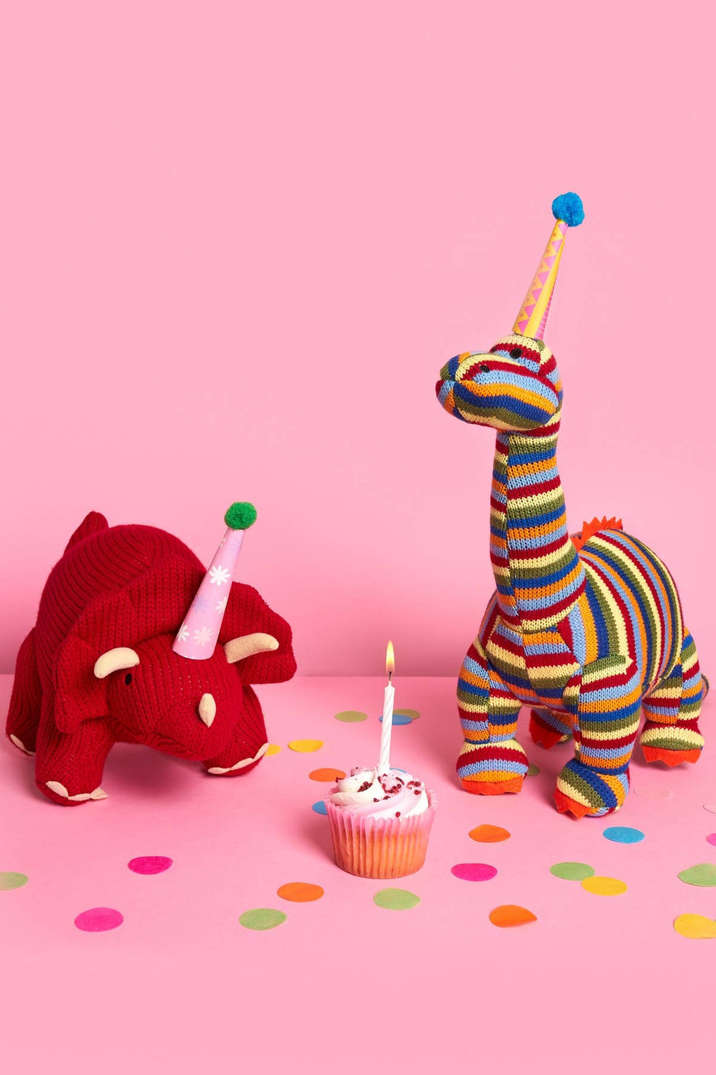 Knitted Stripe Diplodocus Dinosaur Soft Toy Teddy