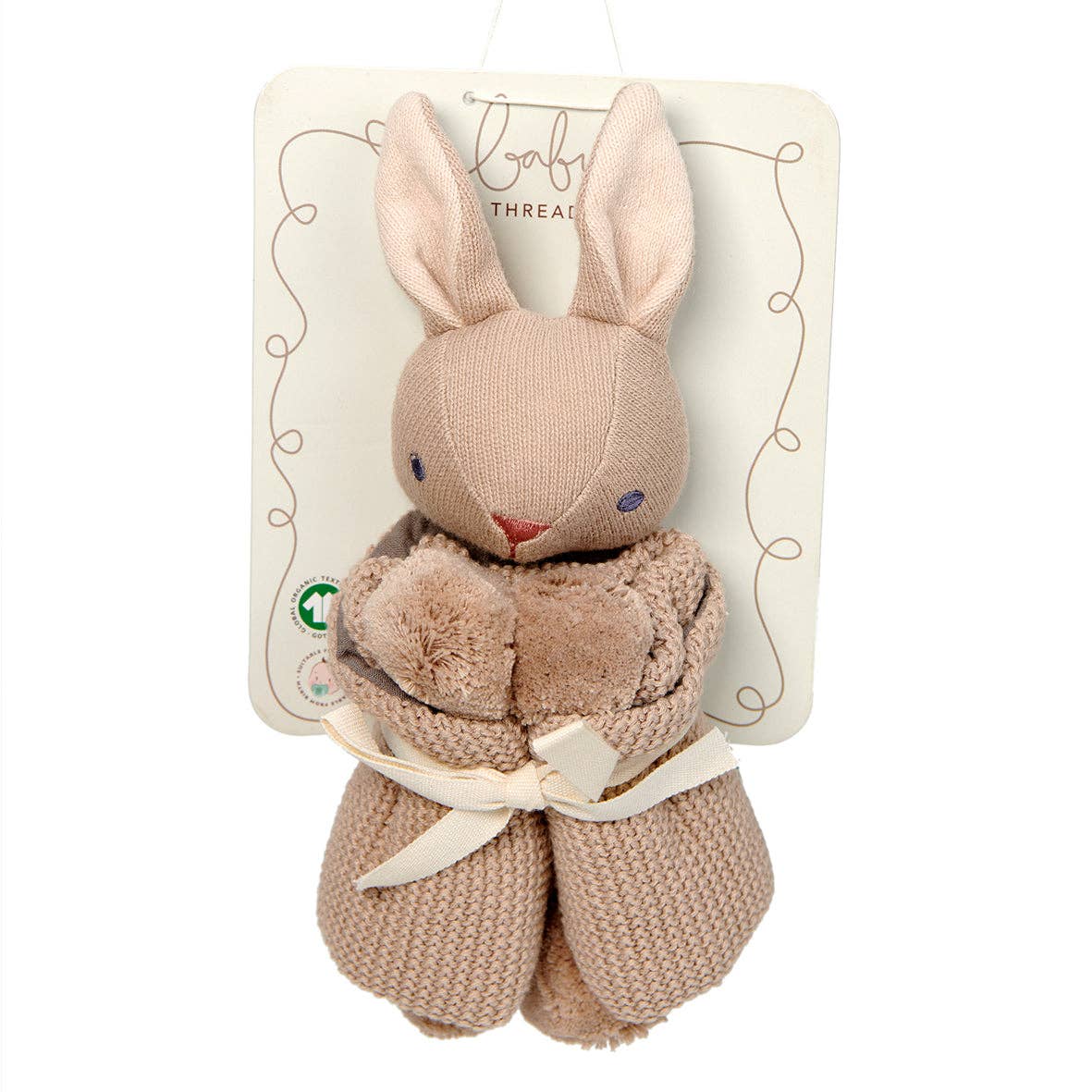 Baby Threads Taupe Bunny - Organic Toys x3 + Gift Box