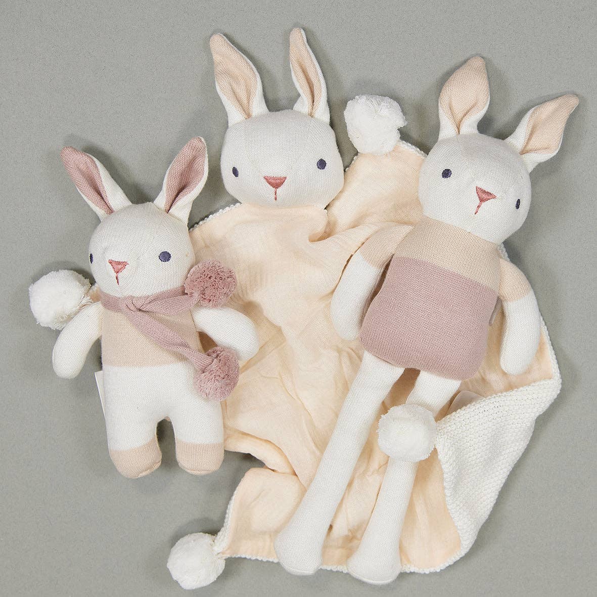 Baby Threads Cream Bunny - Organic Toys x3 + Gift Box