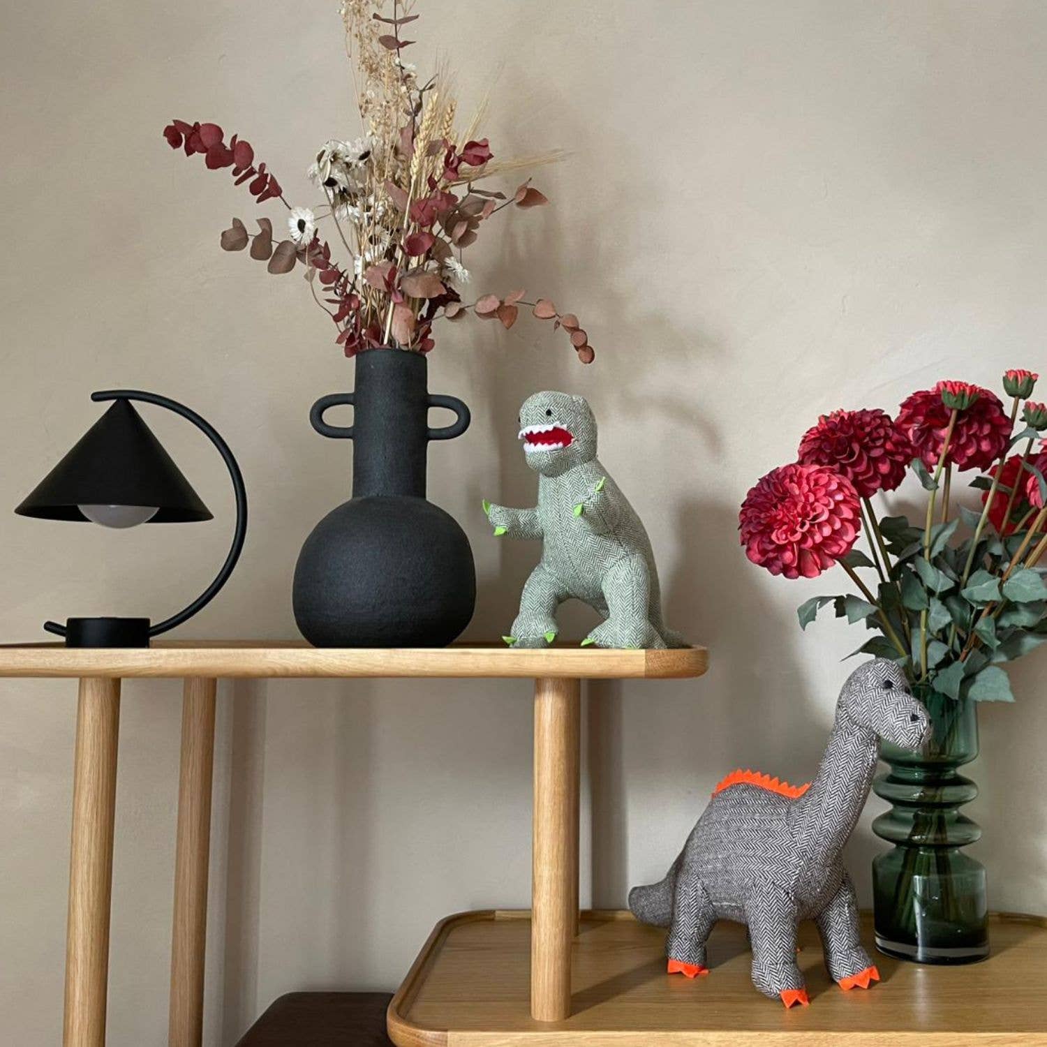 Tweed Diplodocus Dinosaur Teddy in Brown and Orange