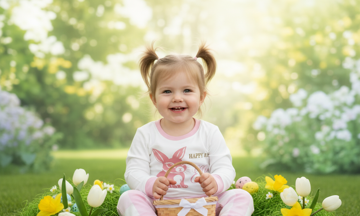 kids 100% cotton easter pjamas with cute bunny design