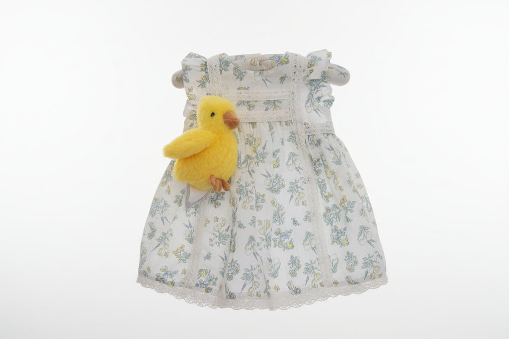 Easter chick print 100% cotton dress fully lined with chick plushy