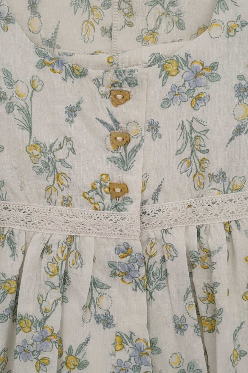 Easter chick print 100% cotton dress fully lined with chick plushy