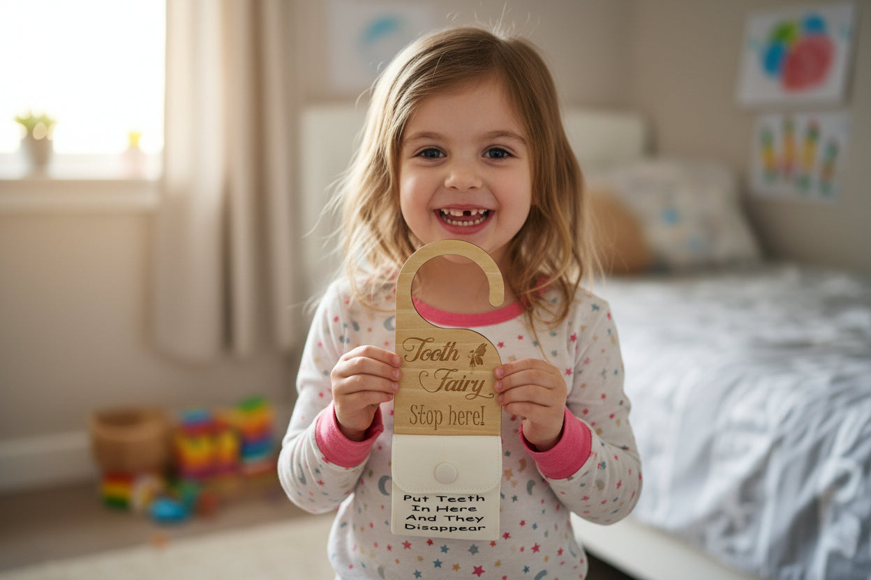 Tooth fairy hanger with pouch